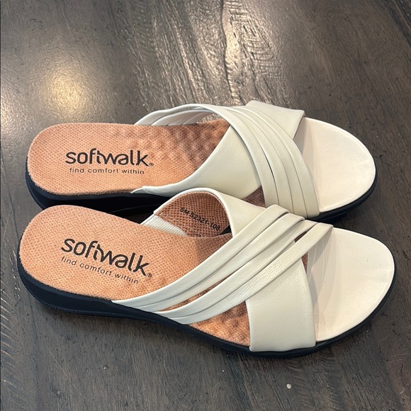 SoftWalk 5 Women's Tillman Bone White Slide Sandals - Picture 6 of 11